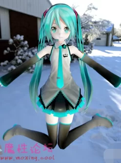 MMD用初音3d模型 miku酱初音未来 c4d fbx格式带角色绑定【1p/35.7M】【百度云】